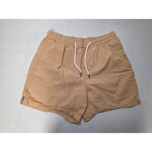 AND NOW THIS Mens‎ Tan Cotton Linen Blend Drawstring Pull On Shorts Size S
